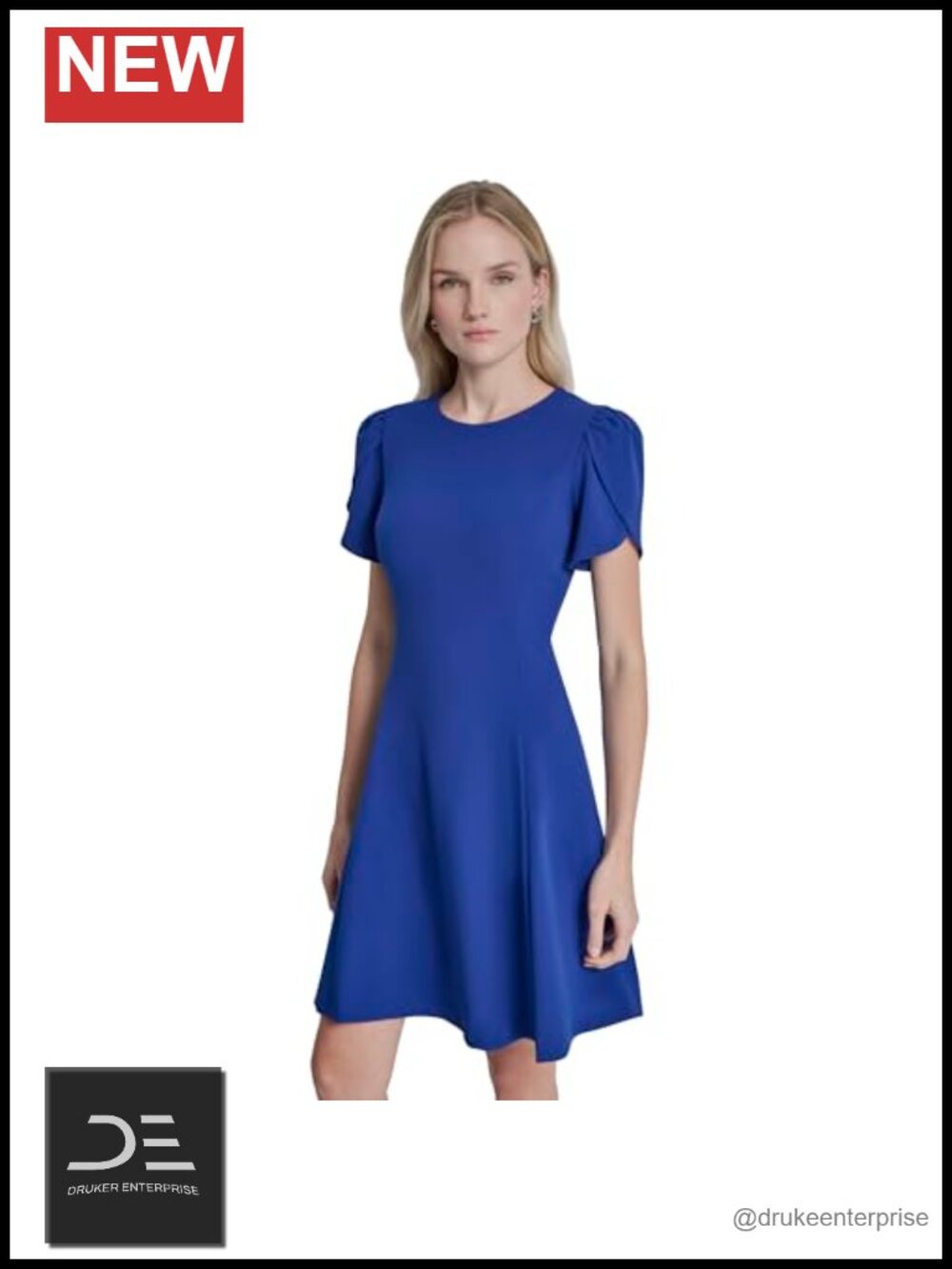 Tulip Sleeve Fit & Flare Mini Dress Short Sleeve Casual